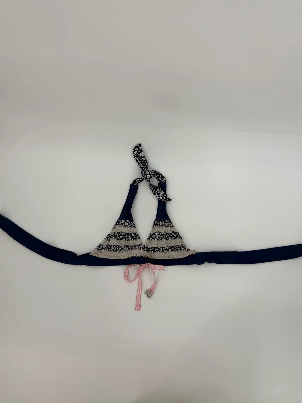 Gossip Girl Girl's Boho Ruffle Halter Bikini Top | Navy Multi | 5
